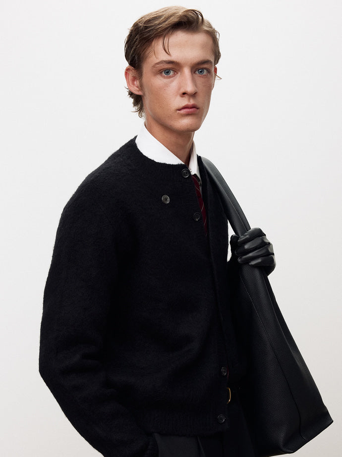 Tonywack - Alpaca Mohair Crew-Neck Cardigan (Black) product image 7 | TRAB K-Fashion Australia