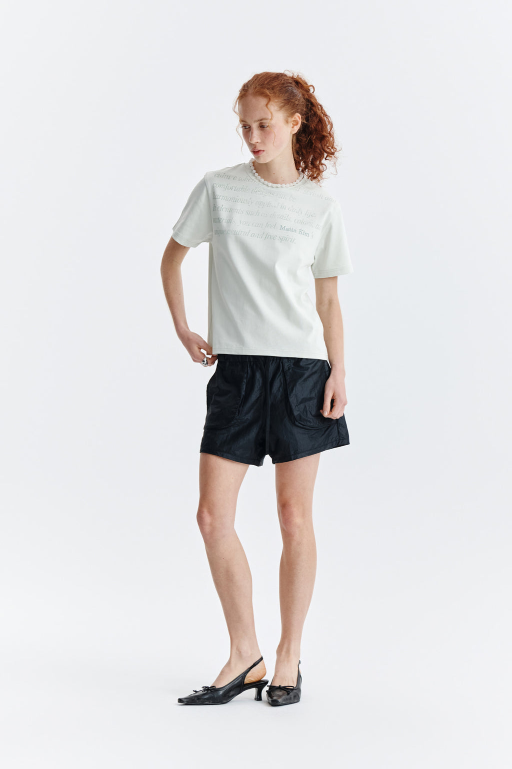 Matin Kim - Logo Point Lettering Graphic Top (Light Green) product image 8 | TRAB K-Fashion Australia