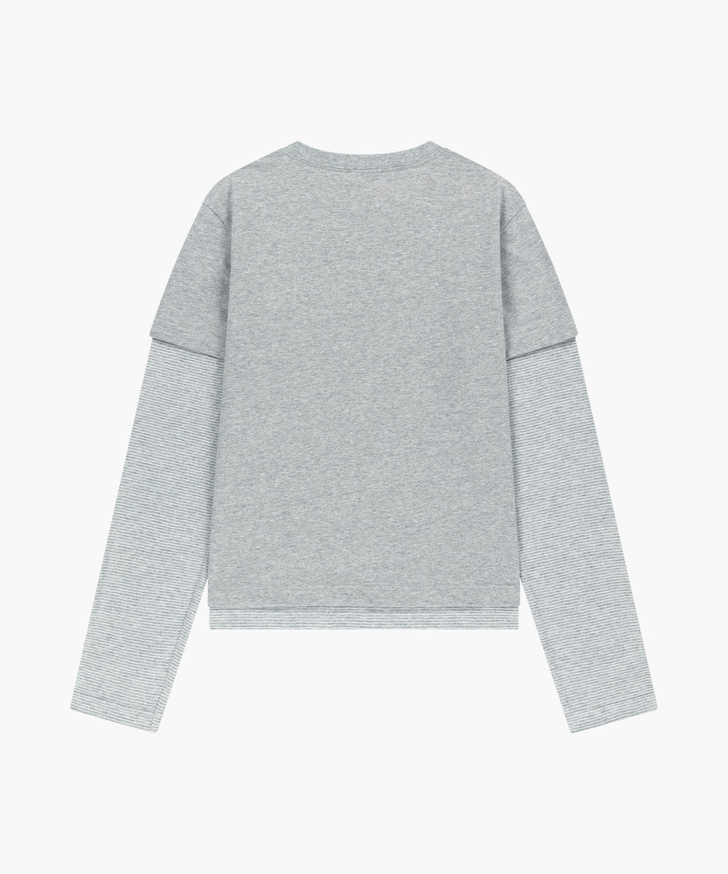 Marithe & Francois Girbaud - Half Sleeve Layered Long Sleeve Tee (Heather Gray) product image 6 | TRAB K-Fashion Australia