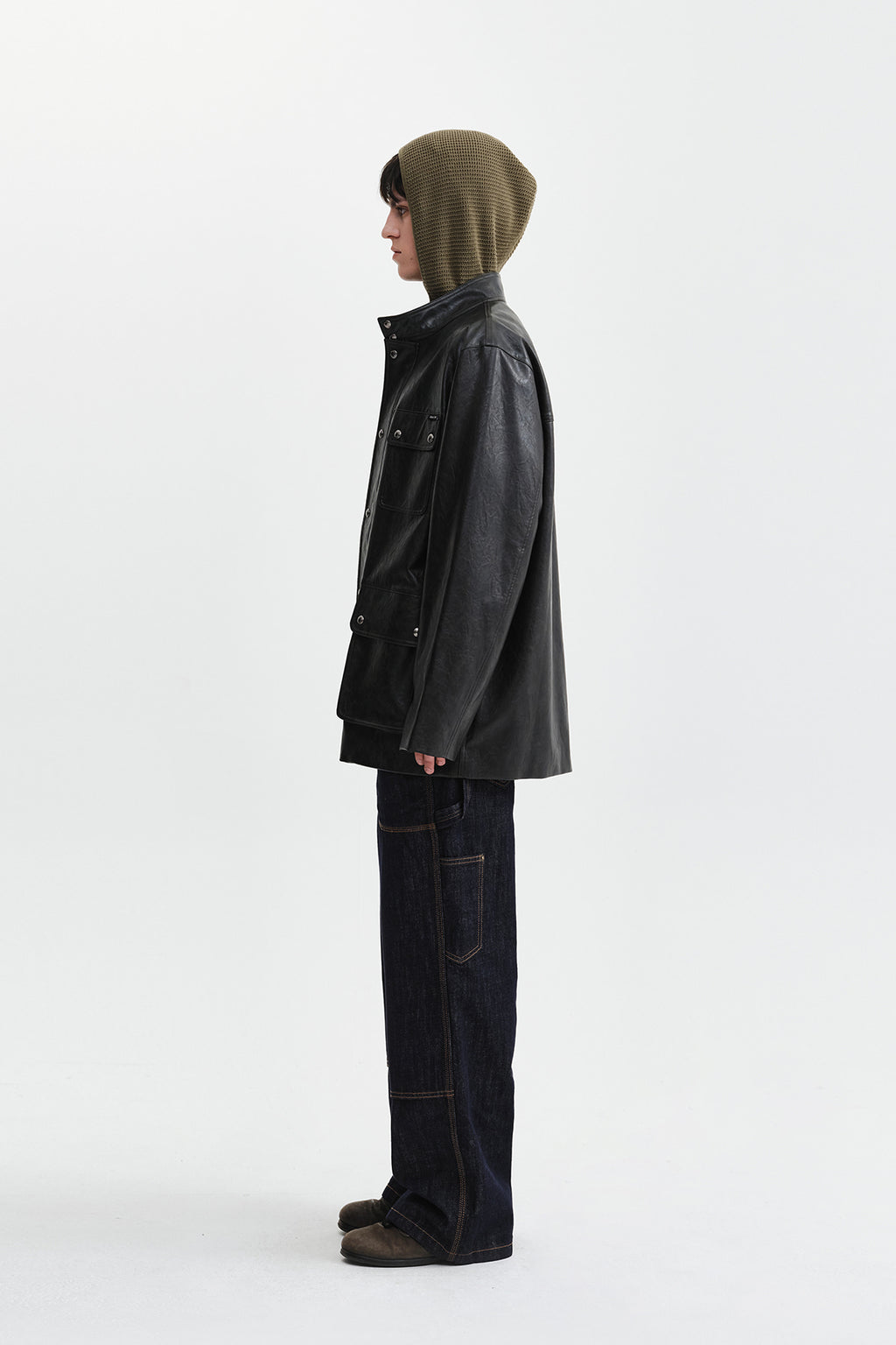 Matin Kim - Faux Leather Safari Jacket (Brown) product image 8 | TRAB K-Fashion Australia