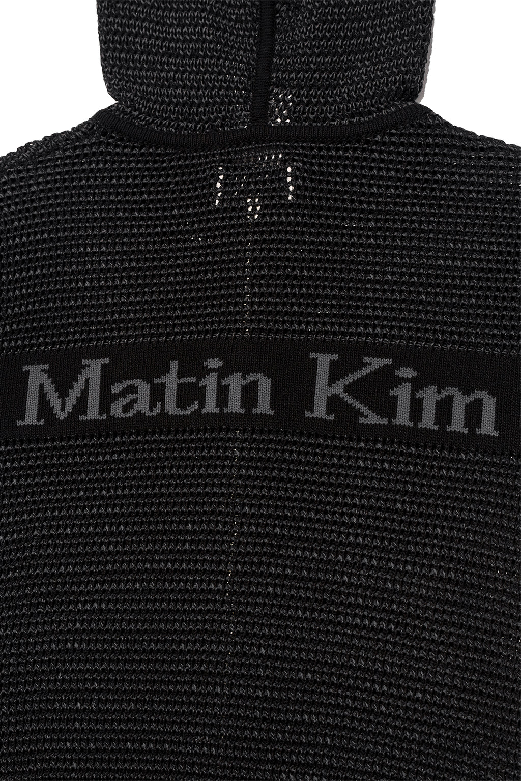Matin Kim - Two Tone Mesh Knit Hoody Zip Up (Black) product image 5 | TRAB K-Fashion Australia