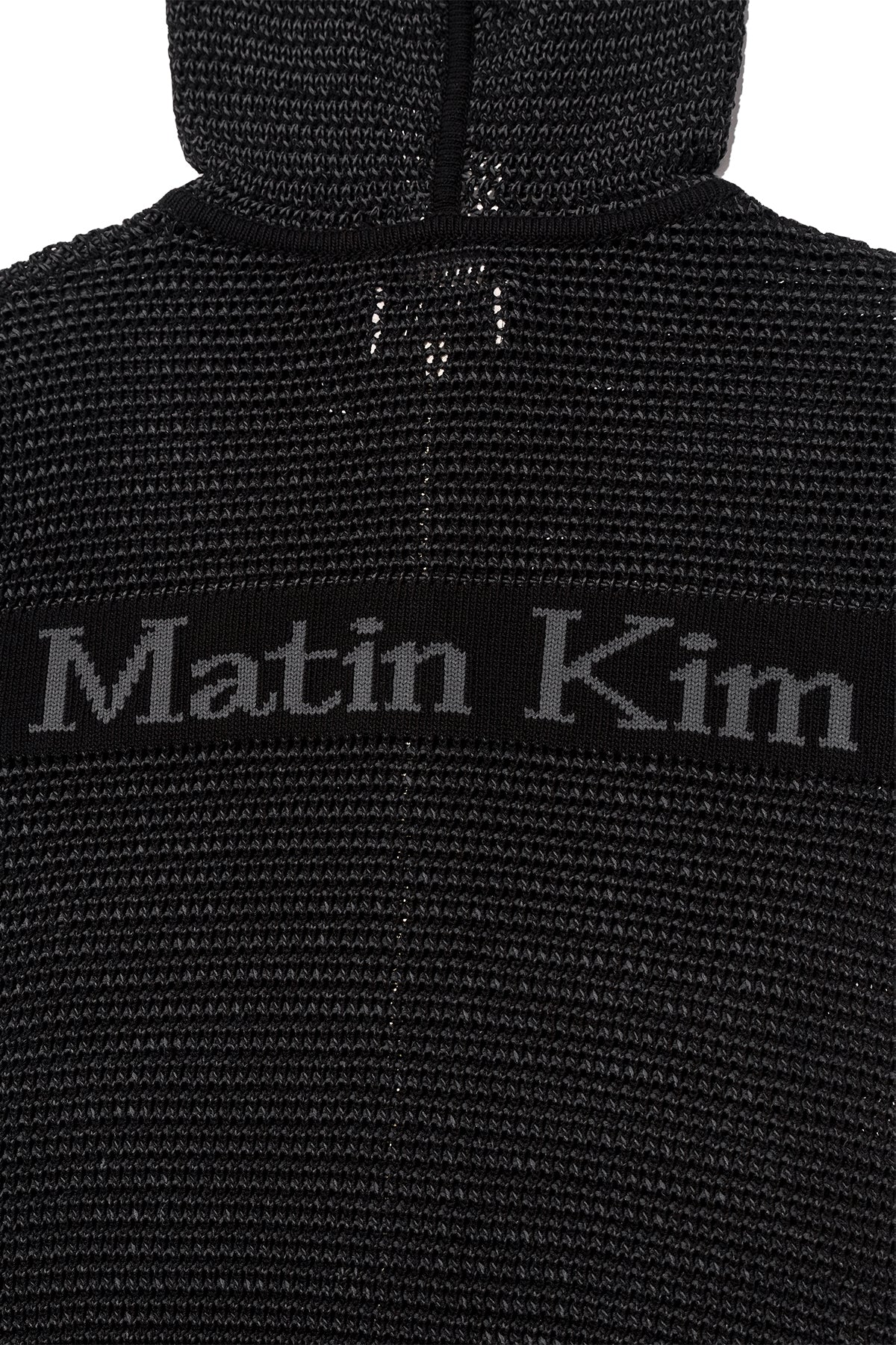 Matin Kim - Two Tone Mesh Knit Hoody Zip Up (Black) product image 5 | TRAB K-Fashion Australia