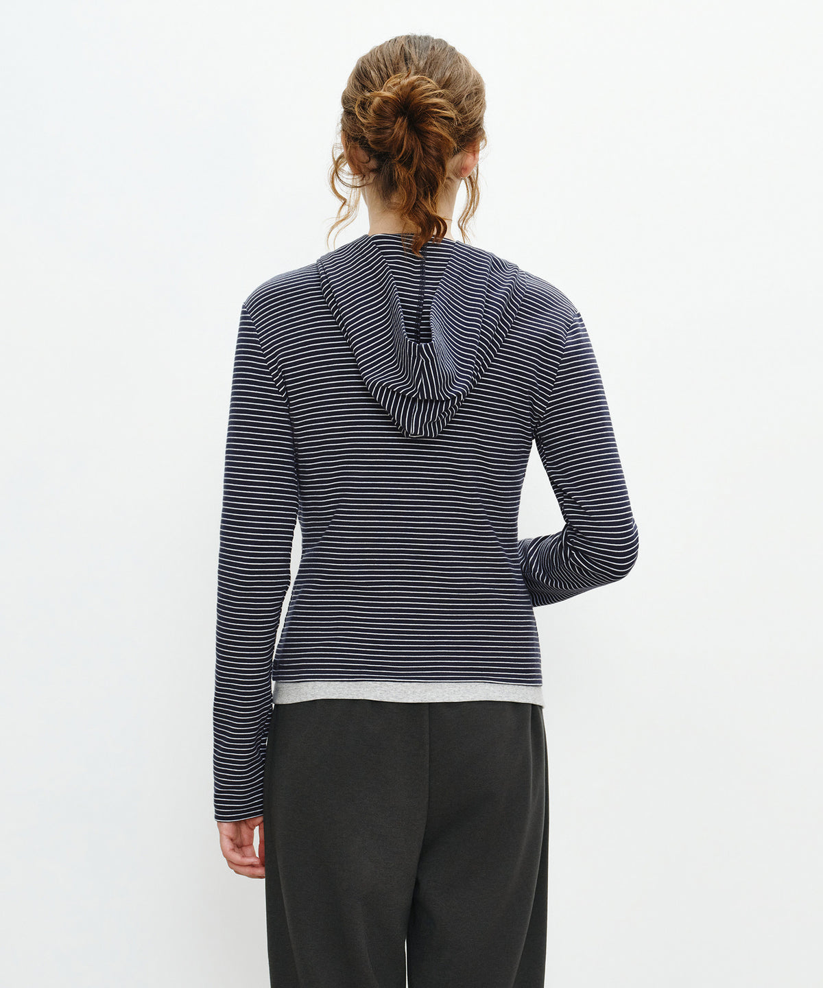 Marithe & Francois Girbaud - Basic Hoodie Long Sleeve (Navy Stripe) product image 3 | TRAB K-Fashion Australia