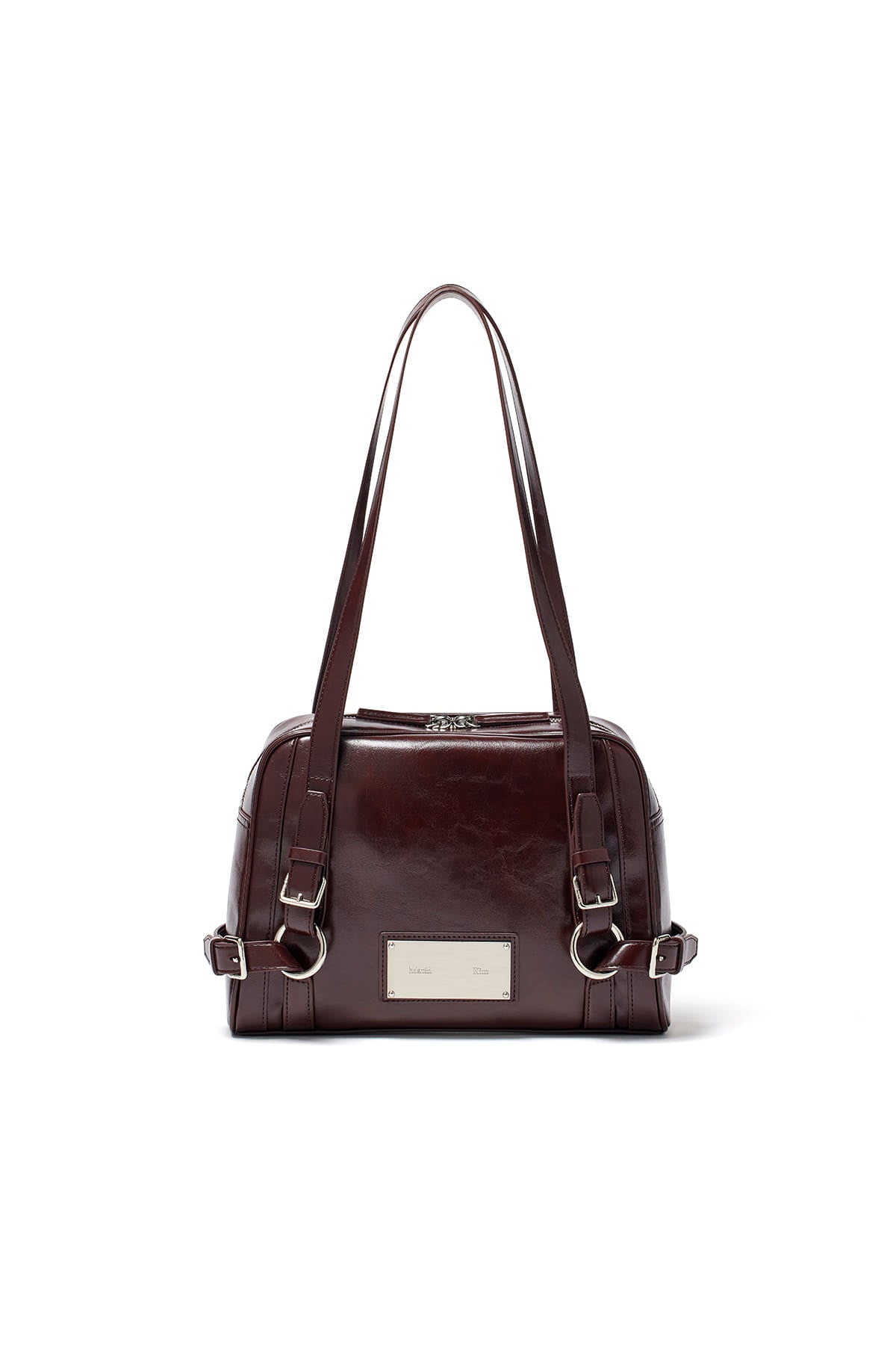 Matin Kim - Biker Detail Square Shoulder Bag (Dark Brown) product image 1 | TRAB K-Fashion Australia