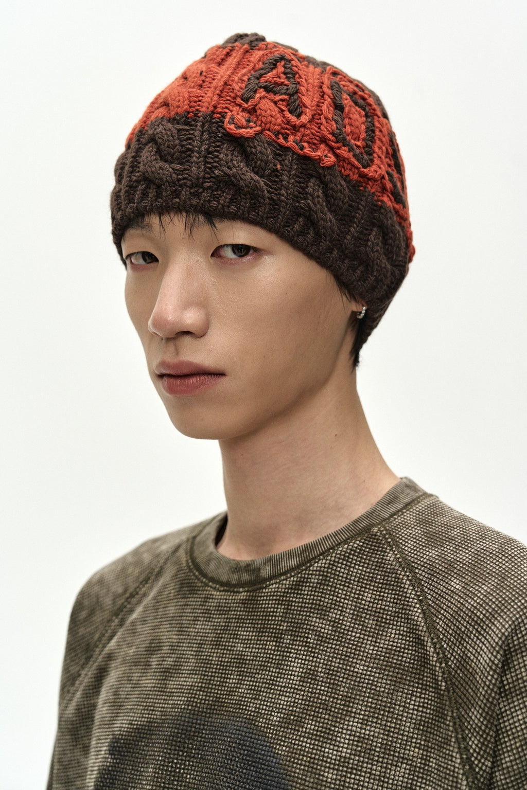 Andersson Bell - Unisex Adsb Cable Cashmere Beanie (brown/orange) (Brown/Orange) product image 1 | TRAB K-Fashion Australia