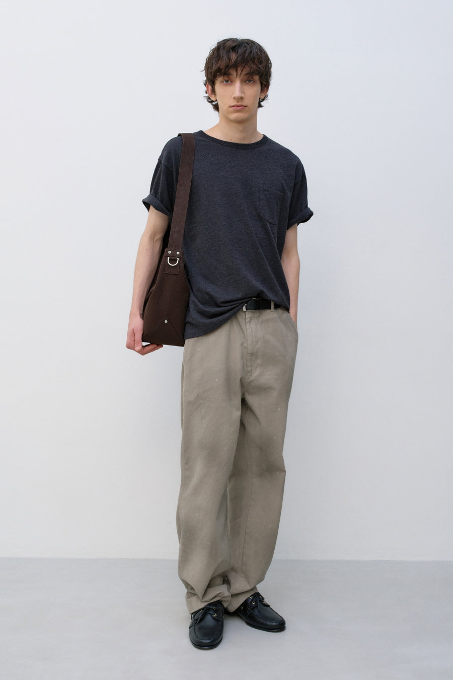 Insilence - Scoop Neck Pocket Short Sleeve (Melange Charcoal) product image 1 | TRAB K-Fashion Australia