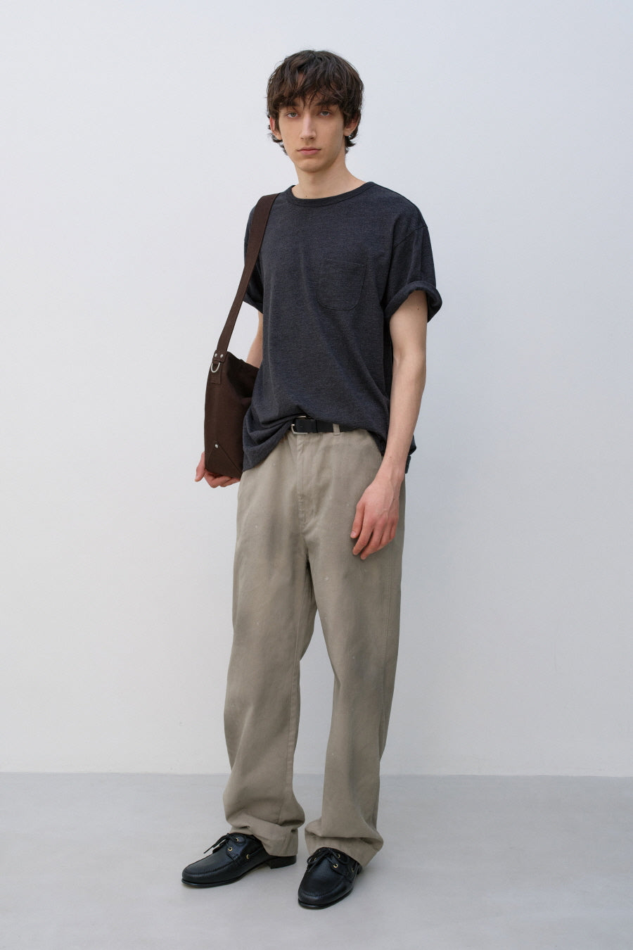 Insilence - Scoop Neck Pocket Short Sleeve (Melange Charcoal) product image 3 | TRAB K-Fashion Australia