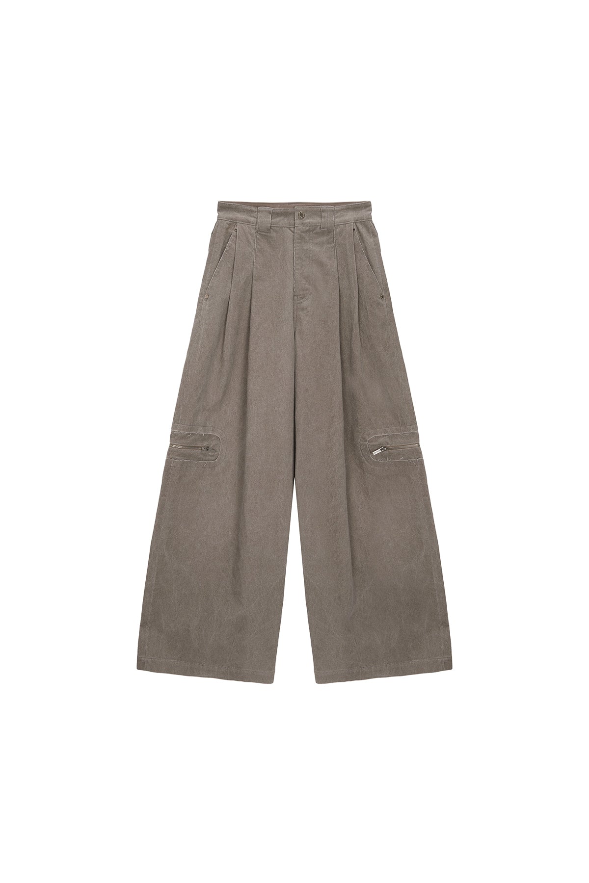 Matin Kim - Corduroy Tuck Point Wide Pants (Beige) product image 1 | TRAB K-Fashion Australia