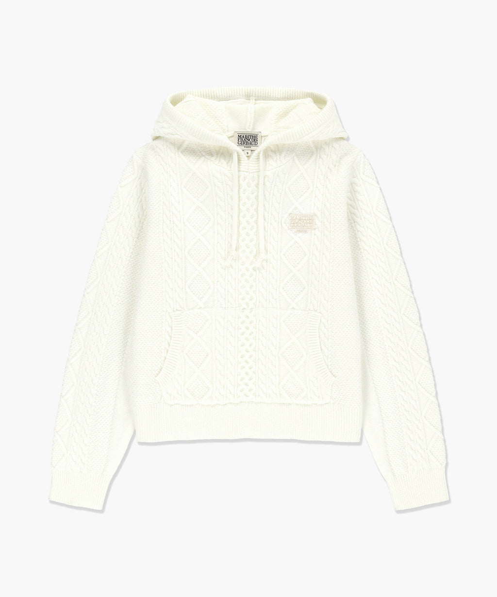 Marithe & Francois Girbaud - Micro Classic Logo Cable Hooded Knit (White) product image 6 | TRAB K-Fashion Australia