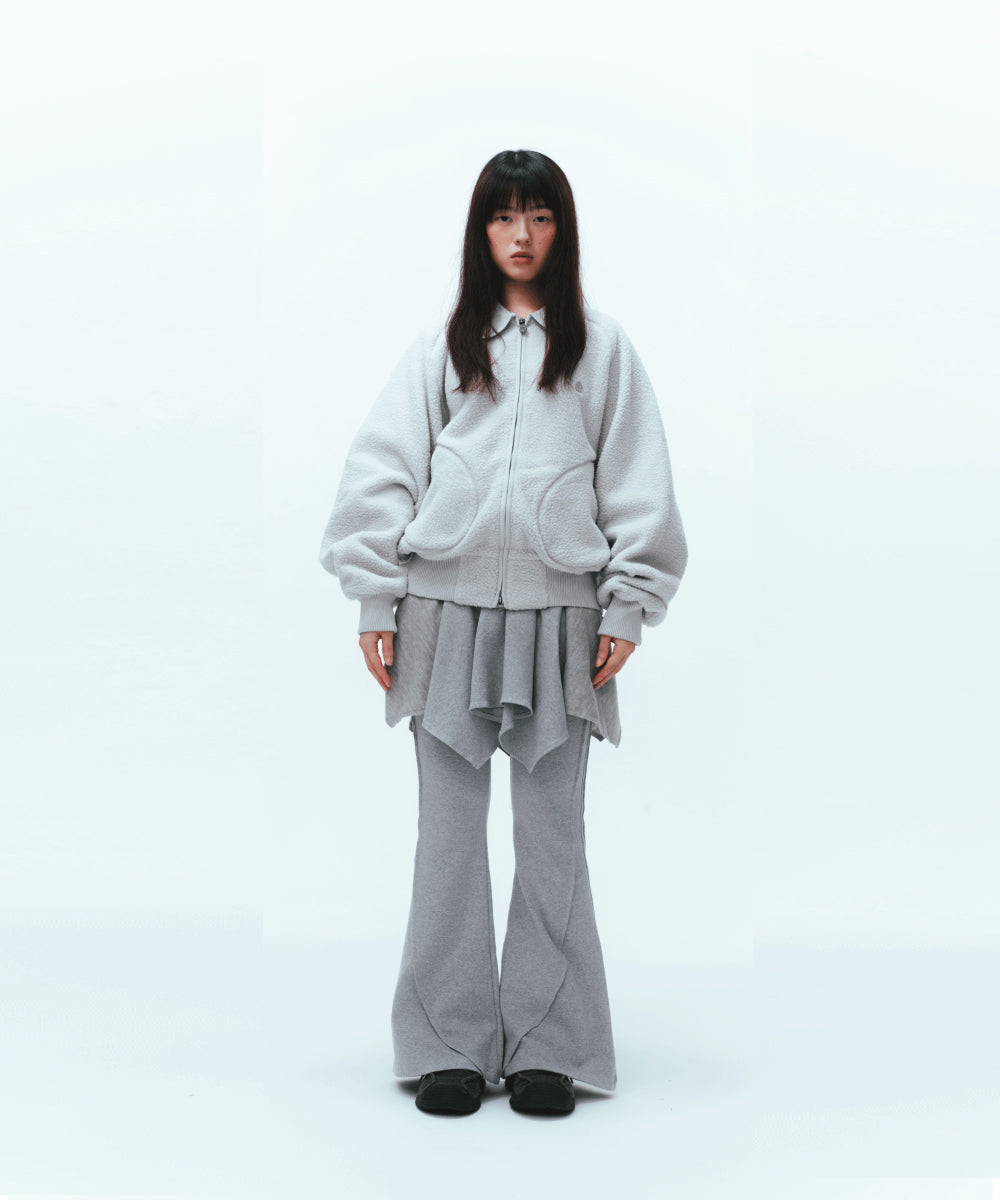 Coyseio - Round Collar Fleece Jacket (Light Grey) product image 4 | TRAB K-Fashion Australia