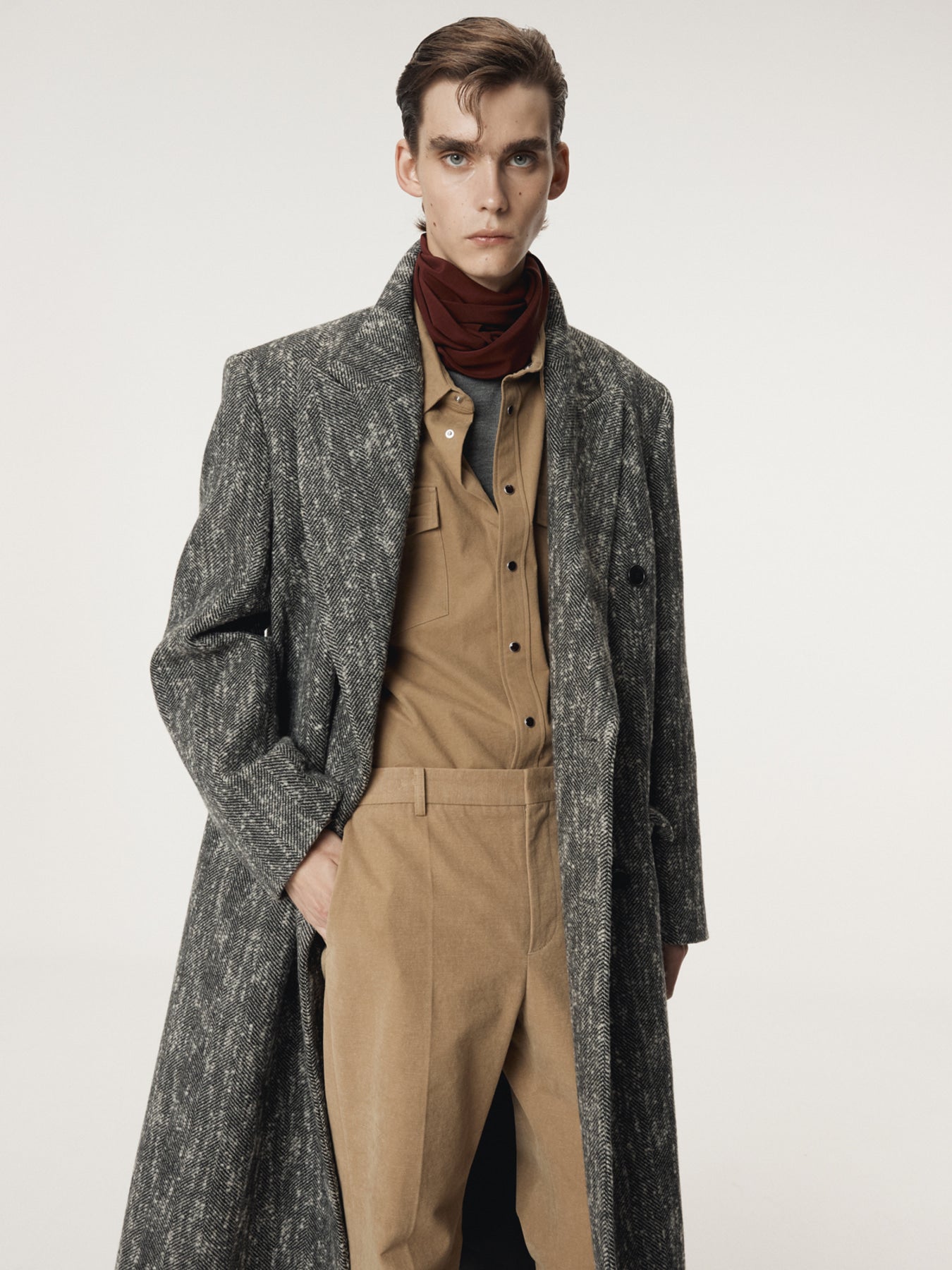 Recto - Herringbone Double Breasted Coat (Black) product image 6 | TRAB K-Fashion Australia