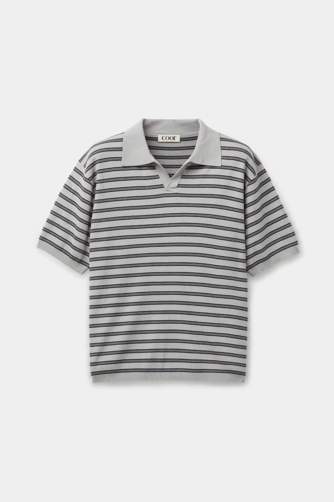 Coor - Open-Collar Stripe Sweater (Light Gray) product image 1 | TRAB K-Fashion Australia