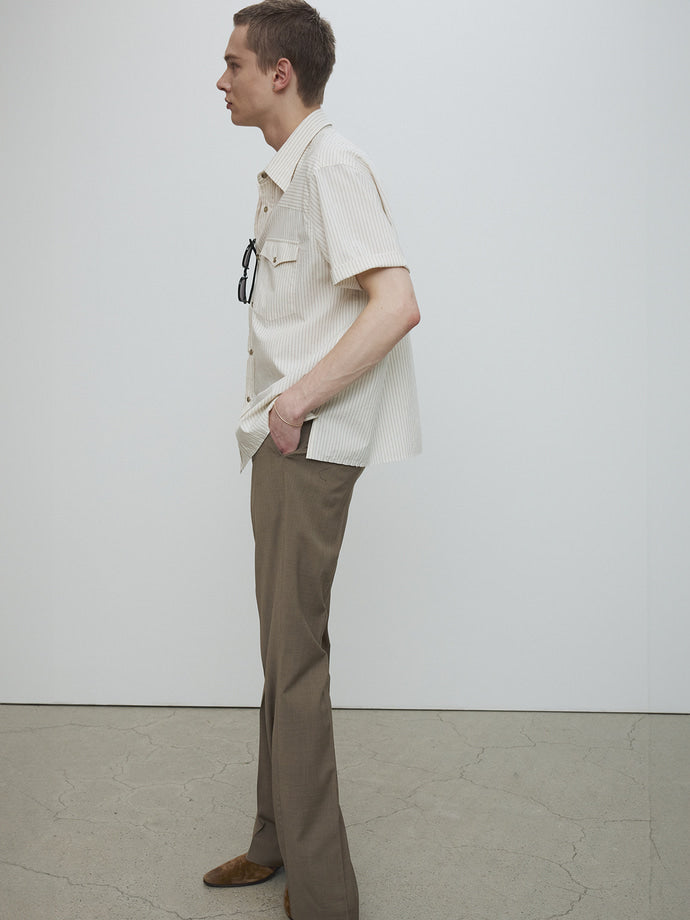 Tonywack - Raw-Cut Stripe Check Shirt (Ivory) product image 4 | TRAB K-Fashion Australia