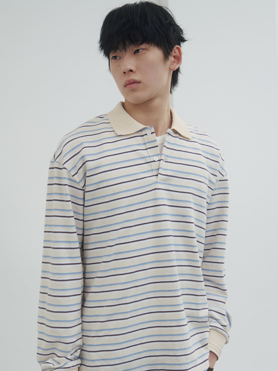 Kijun - Fresh Border Pique Polo (Sky Blue) product image 1 | TRAB K-Fashion Australia