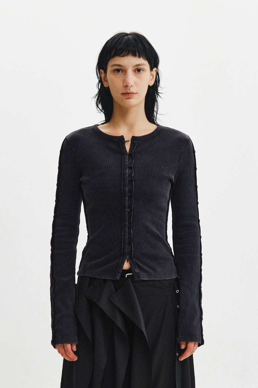 Matin Kim - Washed Rib Button Detail Top (Charcoal) product image 8 | TRAB K-Fashion Australia