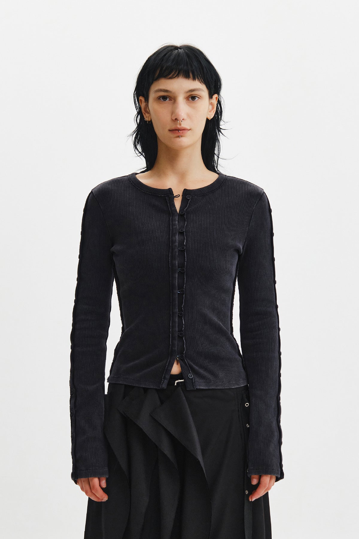 Matin Kim - Washed Rib Button Detail Top (Charcoal) product image 8 | TRAB K-Fashion Australia