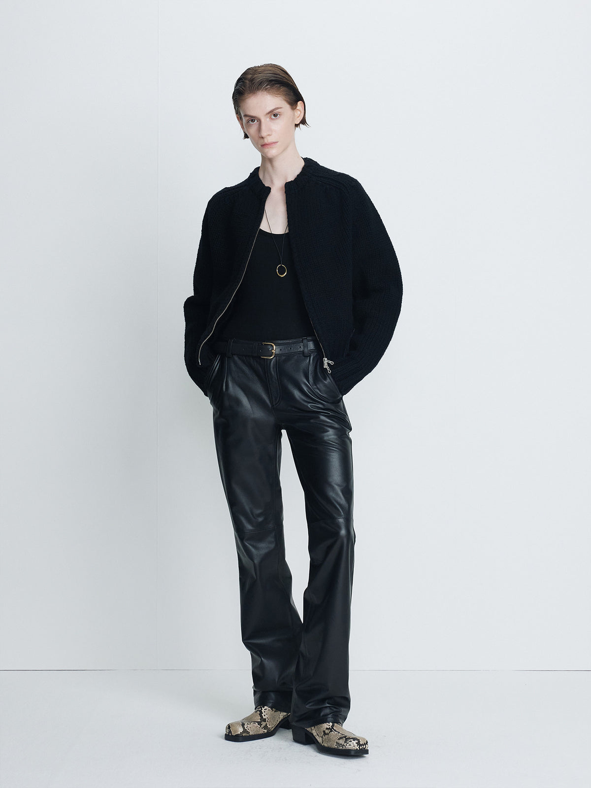 Tonywack - Shetland Wool Knitted Zip Blouson (Black) product image 2 | TRAB K-Fashion Australia