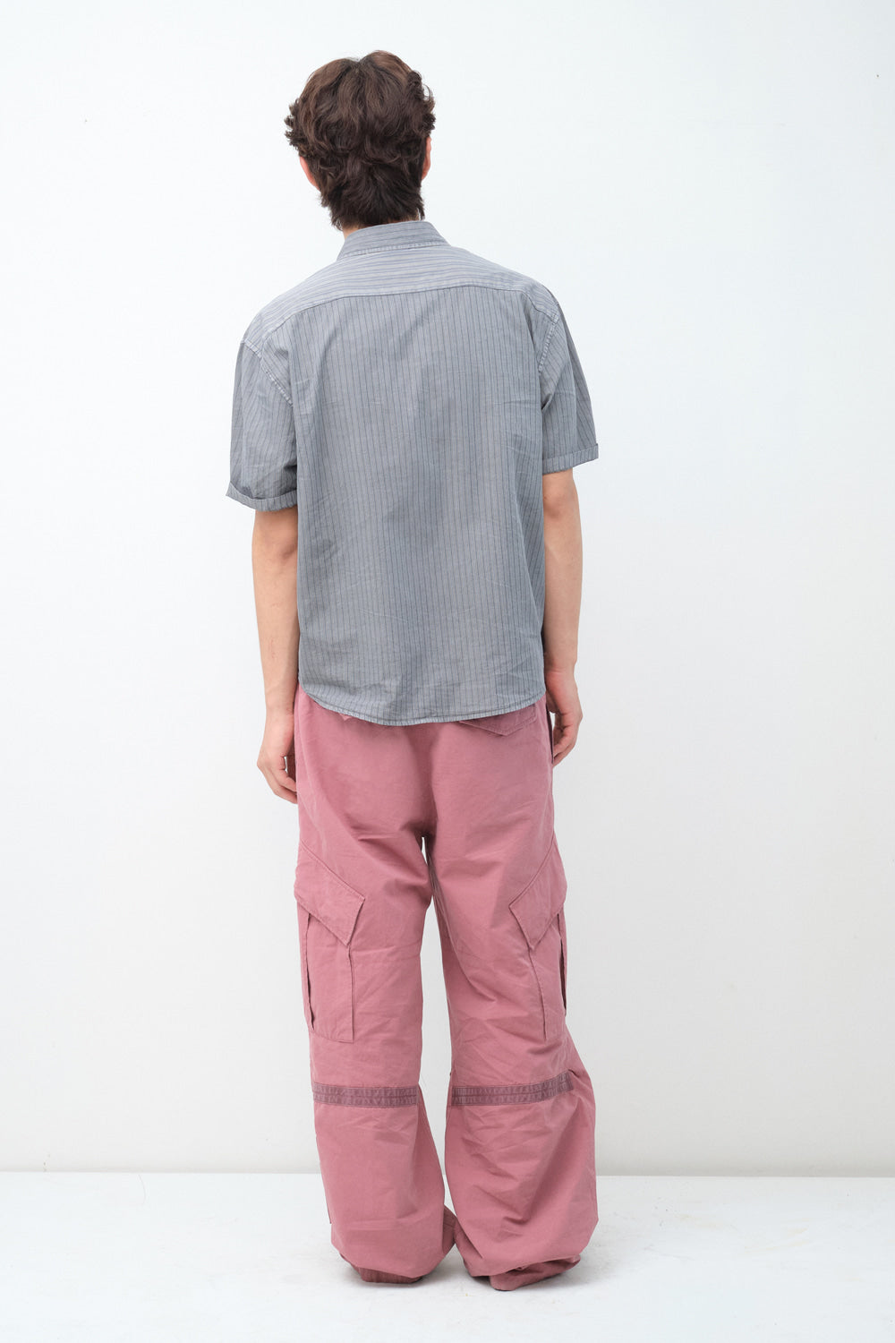 Hatchingroom - Crop Shirt Over Dyed Stripe (Grey) product image 6 | TRAB K-Fashion Australia