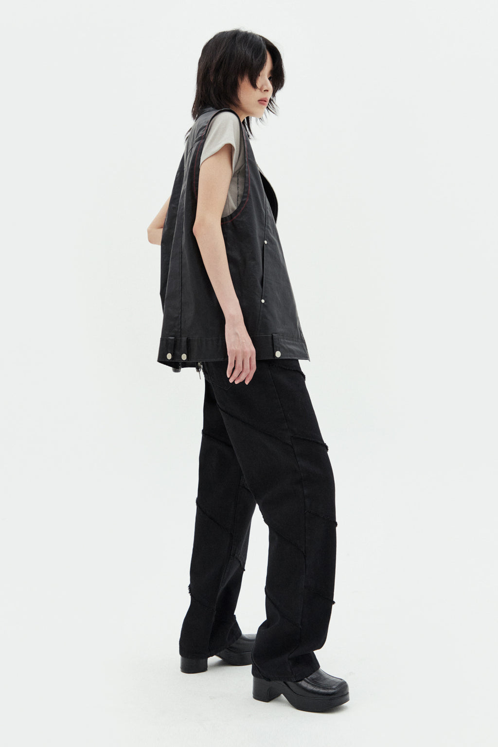 Matin Kim - Leather Like Rider Vest (Black) product image 9 | TRAB K-Fashion Australia