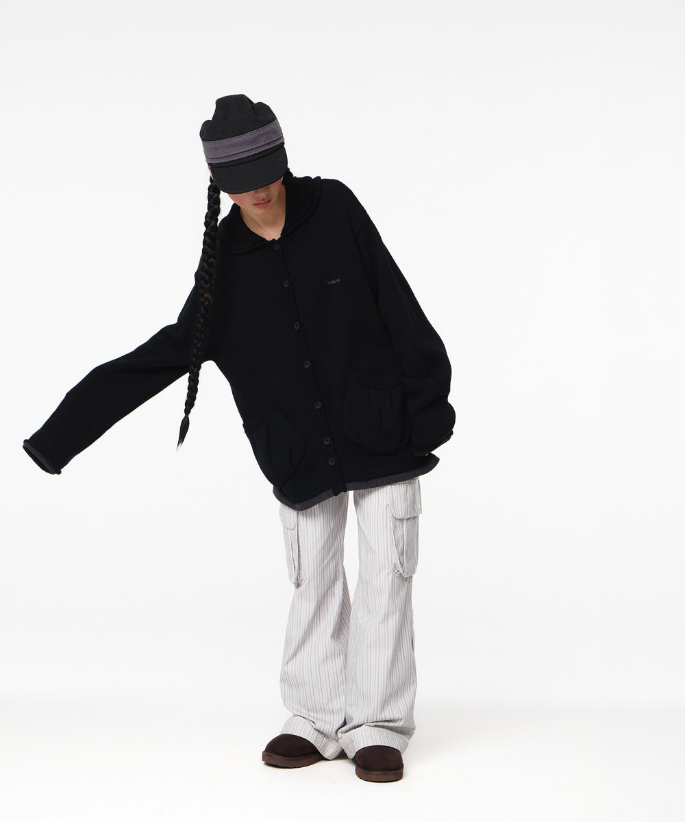 Coyseio - Stripe Big Pocket Cargo Pants (Light Grey) product image 3 | TRAB K-Fashion Australia