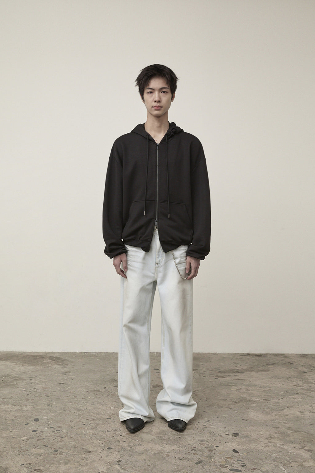 Matin Kim - Back Logo Glitter Hoody Zip Up (Black) product image 10 | TRAB K-Fashion Australia