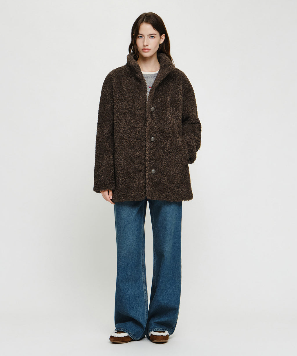 Marithe & Francois Girbaud - High Neck Boucle Coat (Brown) product image 6 | TRAB K-Fashion Australia