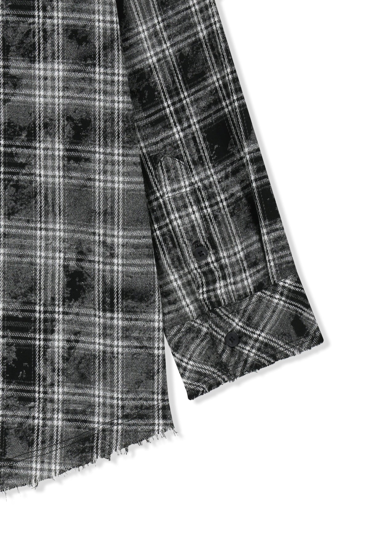 Matin Kim - Raw Cut Check Hooded Shirt (Black) product image 5 | TRAB K-Fashion Australia