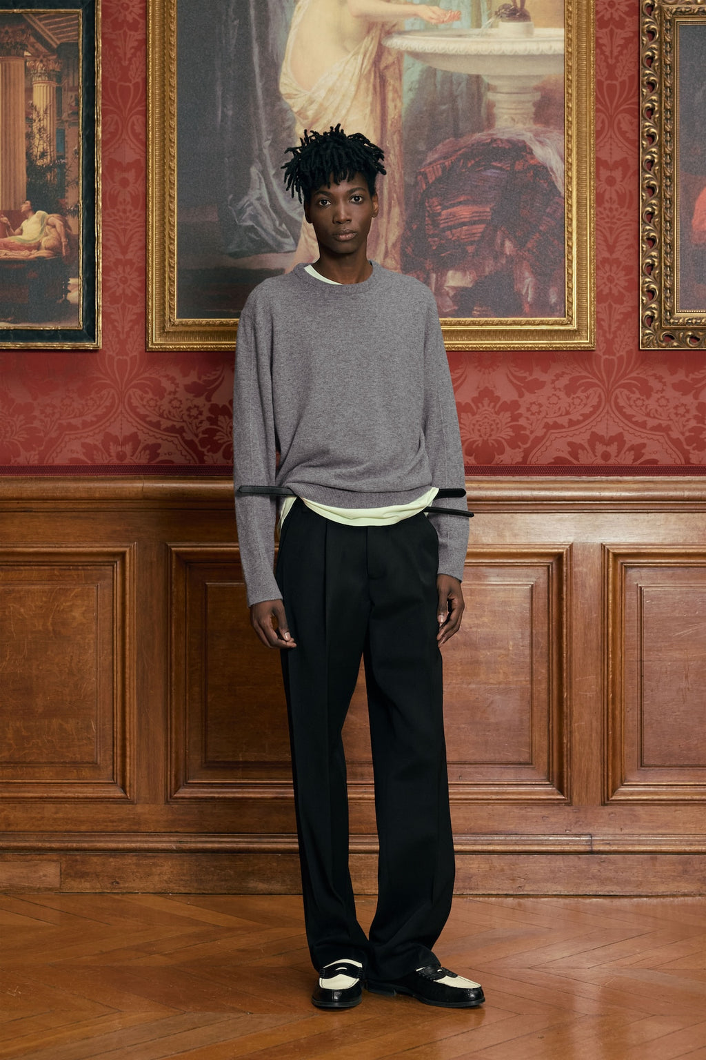 STU - Pin Tuck Round Neck Knit (Grey) product image 4 | TRAB K-Fashion Australia