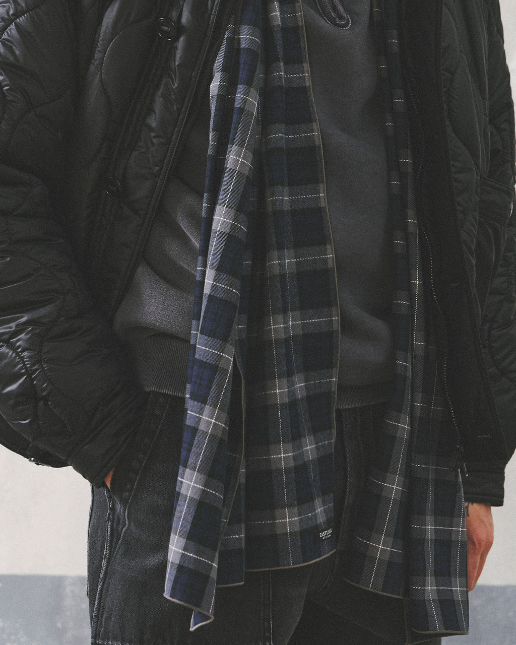 Eastlogue - Pattern Scarf (Navy & Grey Check) product image 3 | TRAB K-Fashion Australia