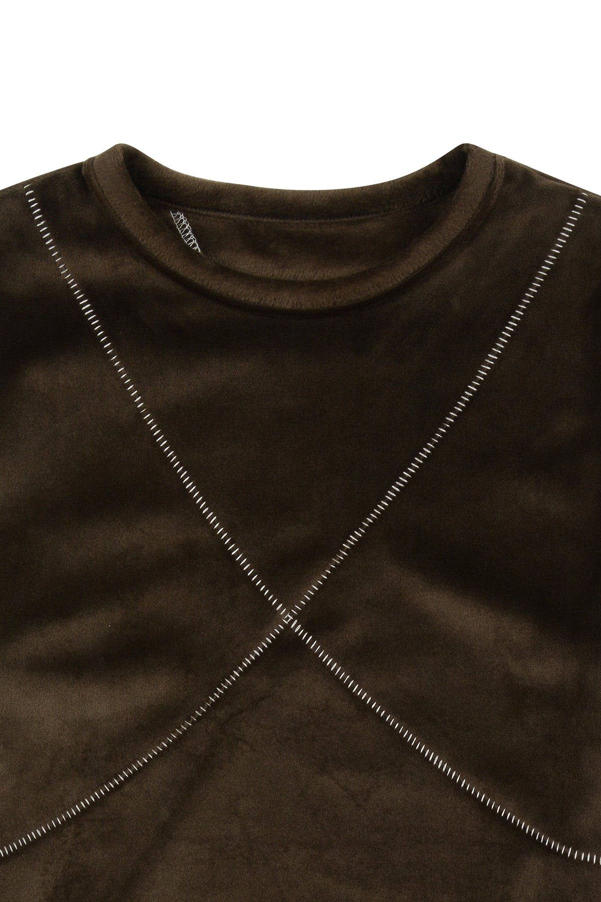 Matin Kim - Velour Stitch Crop Top (Brown) product image 3 | TRAB K-Fashion Australia