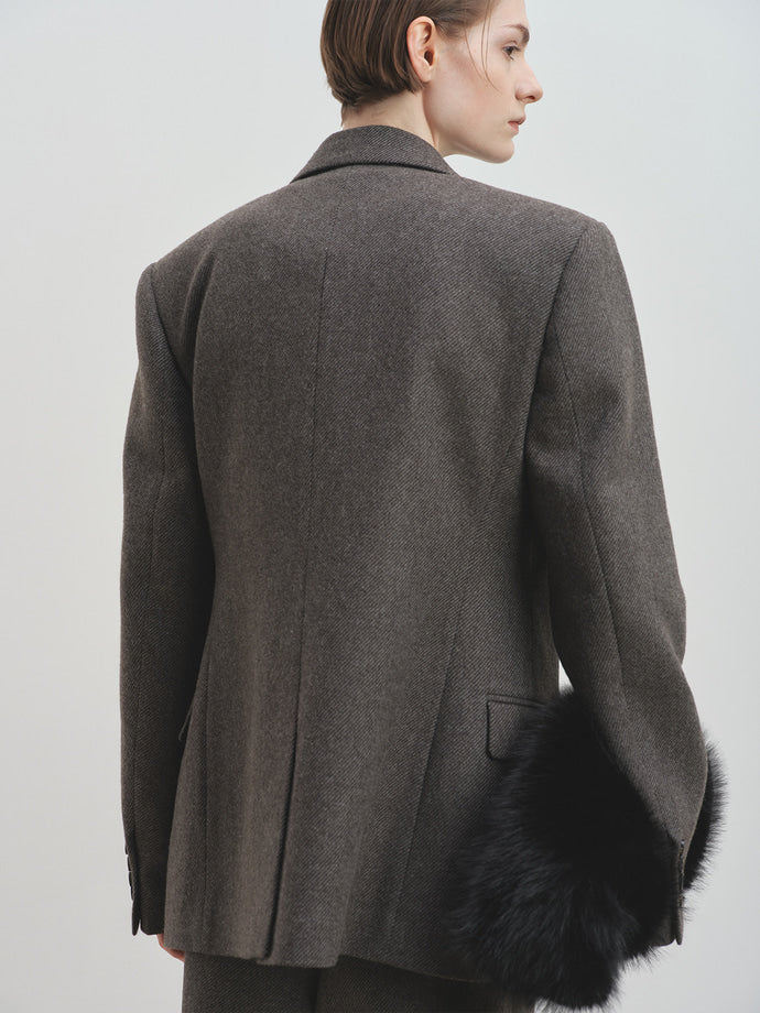 Tonywack - Tailored Wool Twill Double-Breasted Jacket (Grey) product image 9 | TRAB K-Fashion Australia