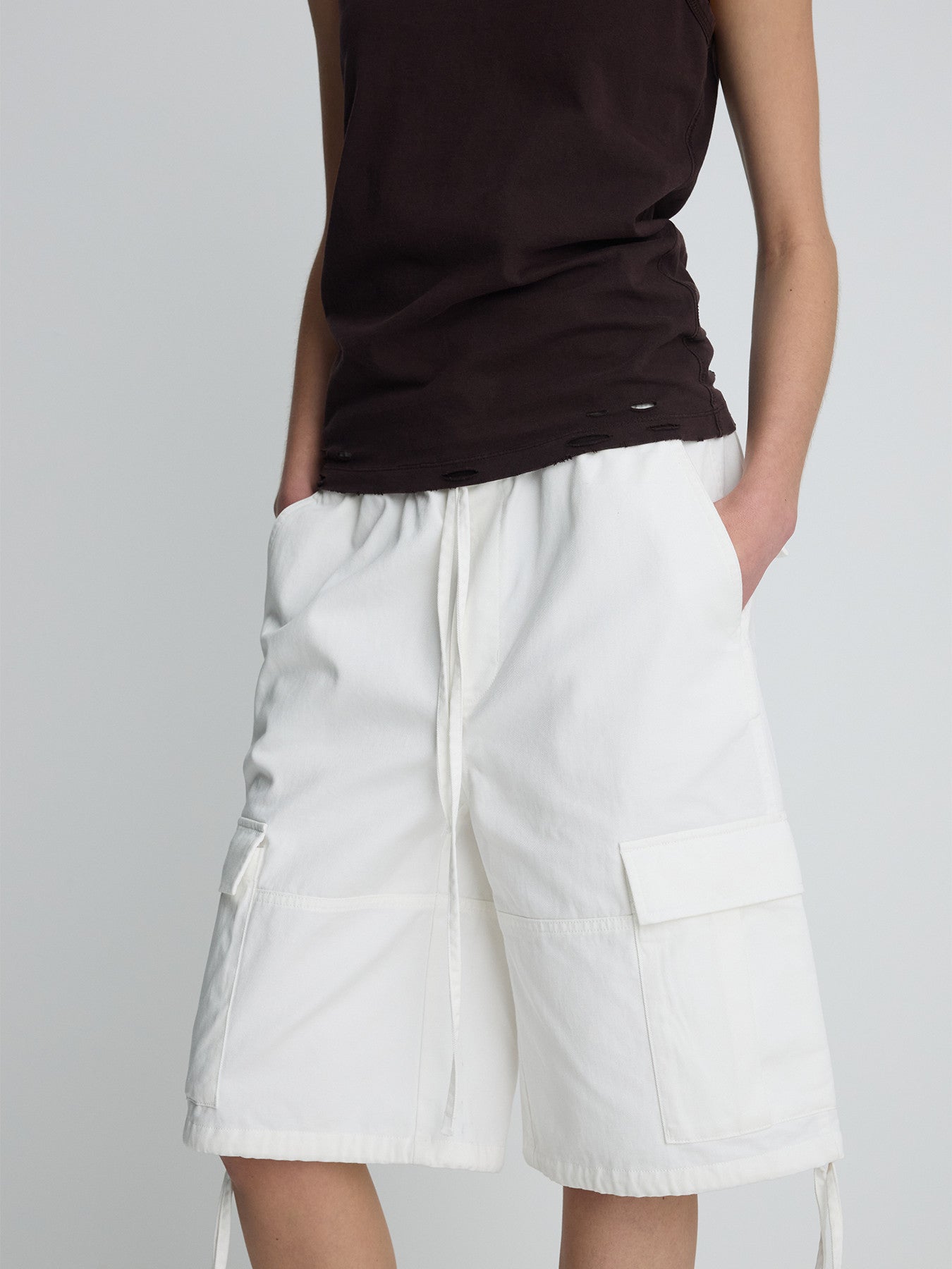 Tonywack - Garment-Washed Cargo Shorts (Off White) product image 7 | TRAB K-Fashion Australia