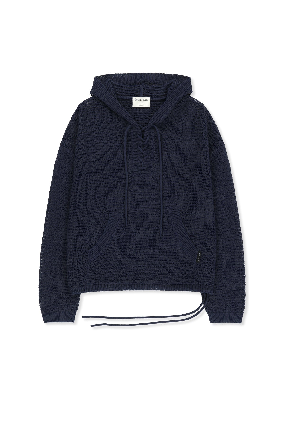 Matin Kim - Oversized Mesh Knit Hoodie (Navy) product image 1 | TRAB K-Fashion Australia
