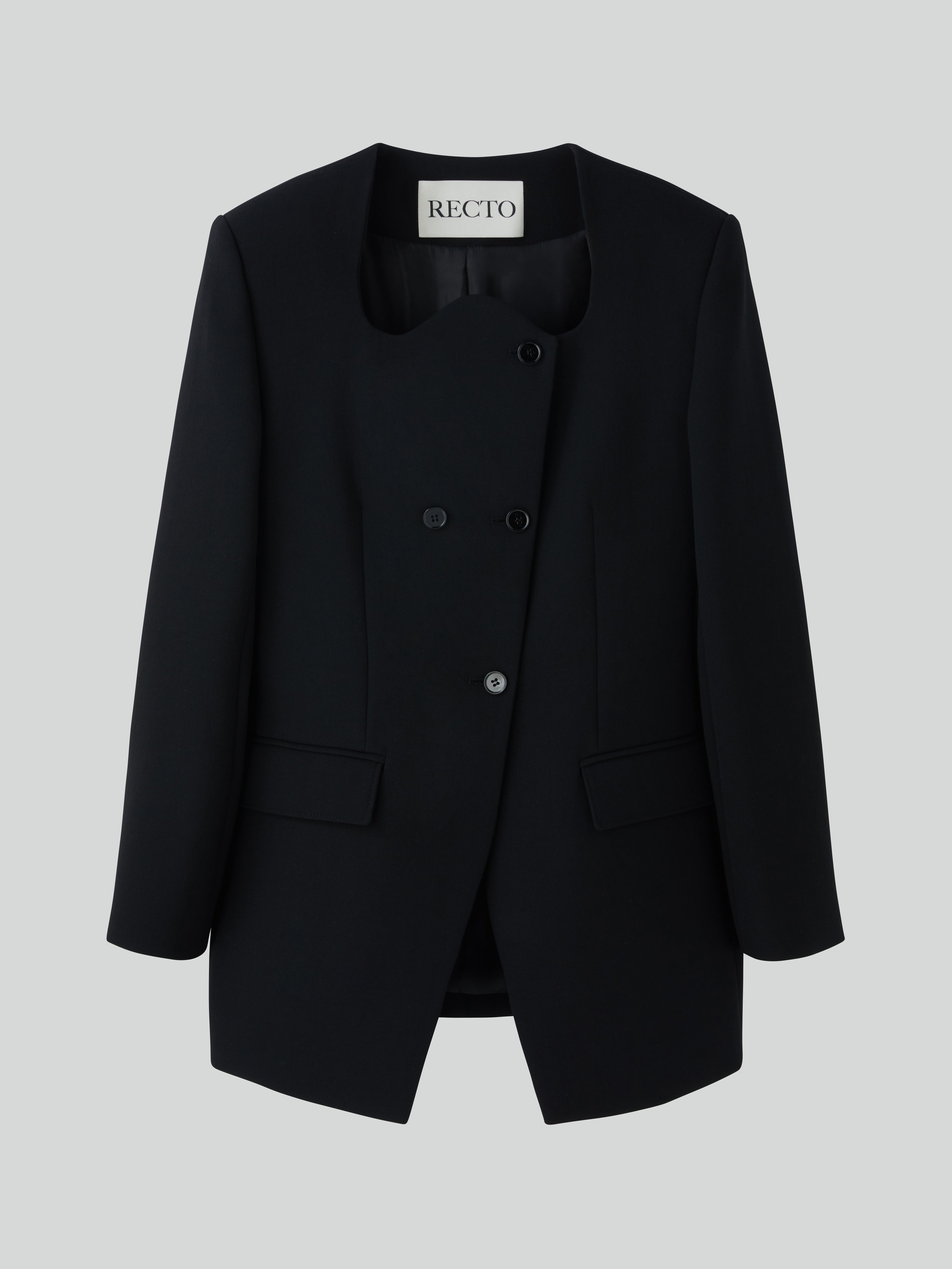 Recto - Rc Signature Curved Neck Long Jacket (Black) product image 5 | TRAB K-Fashion Australia