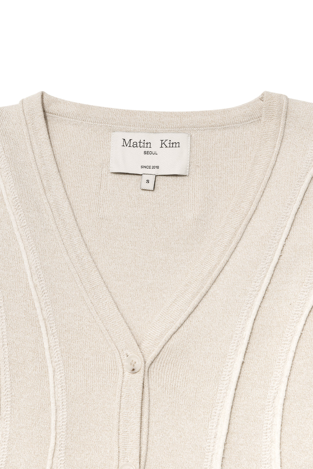 Matin Kim - Cut Line Slim Cardigan (Beige) product image 3 | TRAB K-Fashion Australia