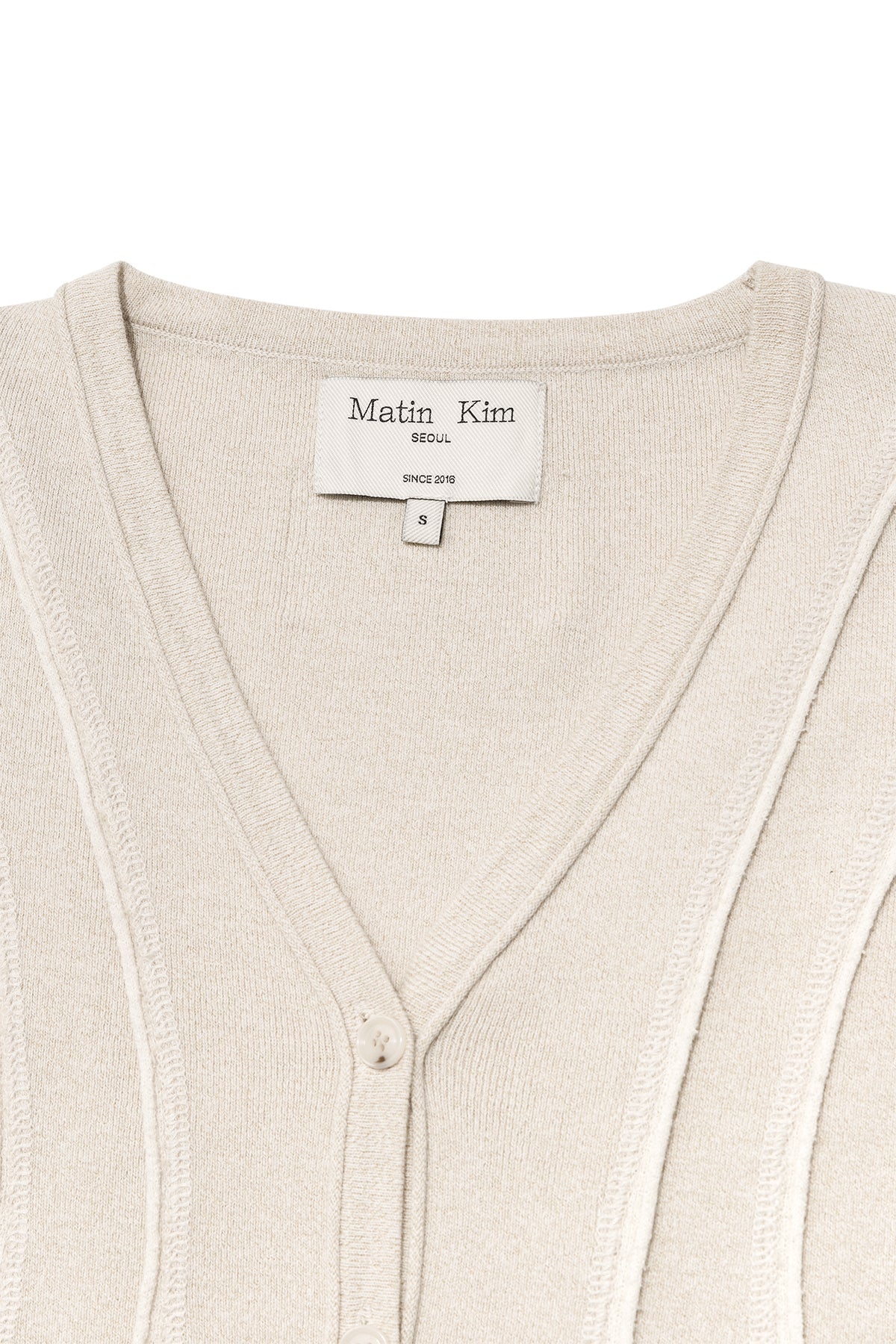 Matin Kim - Cut Line Slim Cardigan (Beige) product image 3 | TRAB K-Fashion Australia