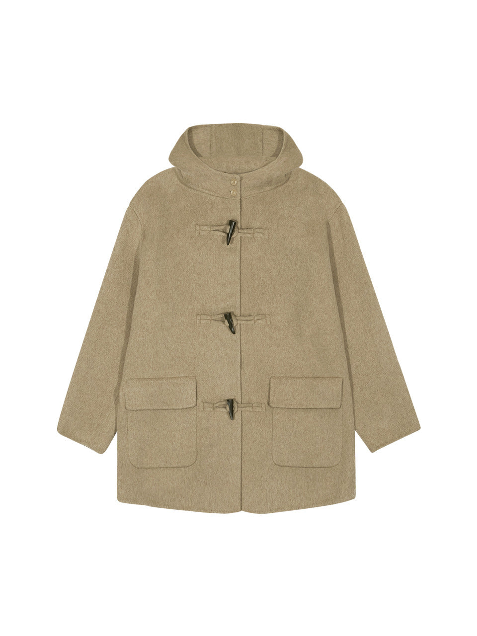 Margarin Fingers - Hooded Wool Duffle Coat (Khaki Beige) product image 2 | TRAB K-Fashion Australia