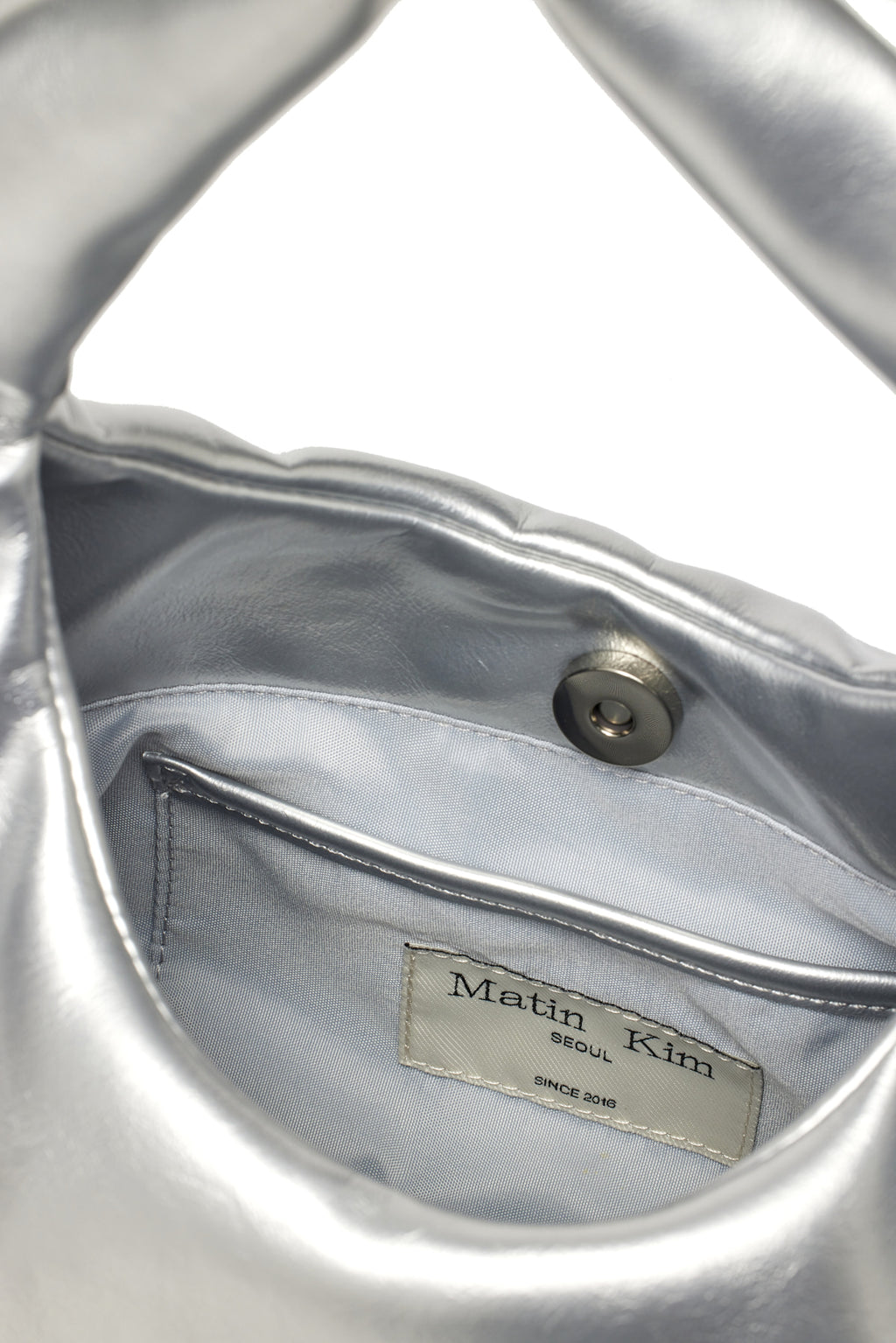Matin Kim - Embossed Logo Leather Mini Tote Bag (Silver) product image 4 | TRAB K-Fashion Australia