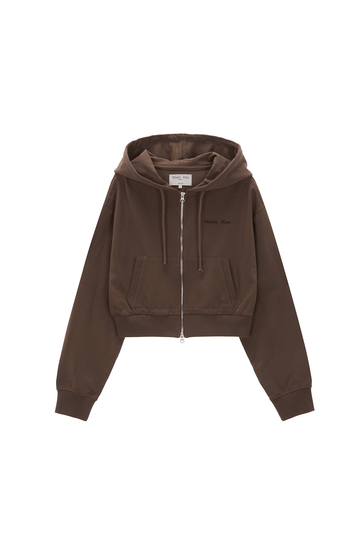 Matin Kim - String Detail Crop Hoody Zip Up (Brown) product image 3 | TRAB K-Fashion Australia