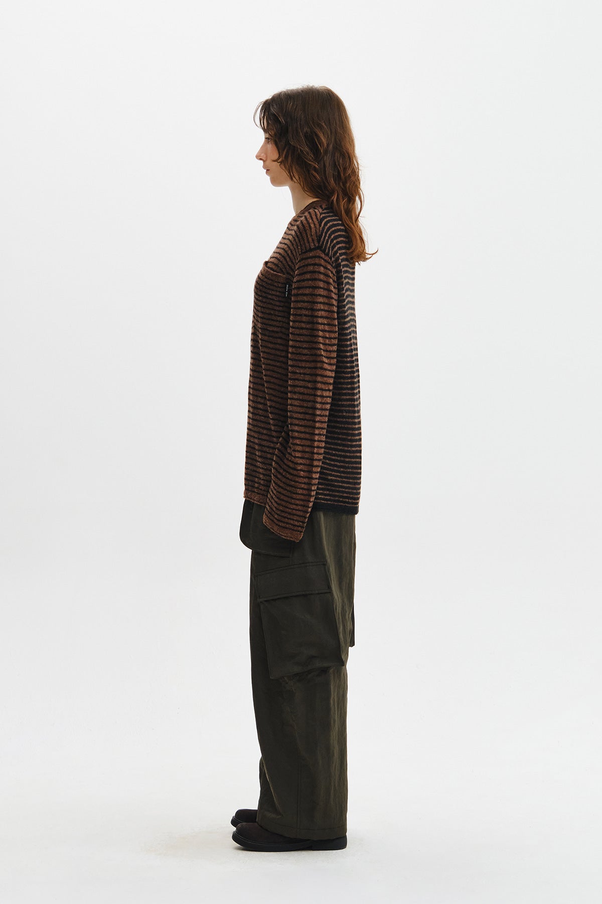 Matin Kim - Multi Stripe Alpaca Blended Knit Pullover (Brown) product image 8 | TRAB K-Fashion Australia
