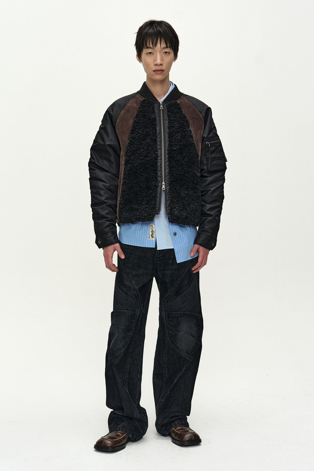 Andersson Bell - Fur Nylon Raglan Bomber Jacket (black) (Black) product image 2 | TRAB K-Fashion Australia