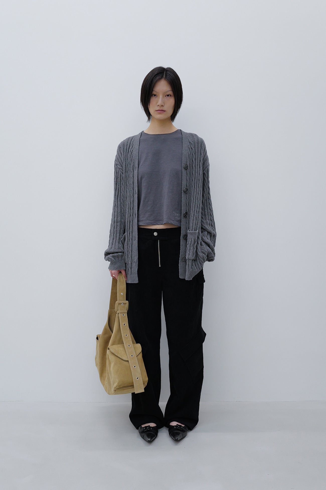 Deinet - Deinet Cable Cardigan (Charcoal) product image 1 | TRAB K-Fashion Australia
