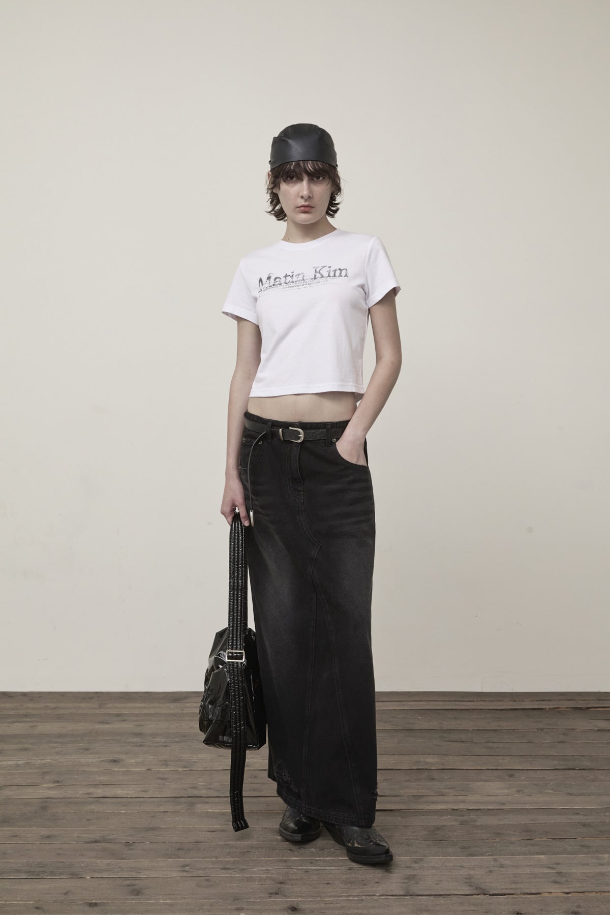 Matin Kim - Stamp Logo Graphic Crop Top (White) product image 10 | TRAB K-Fashion Australia