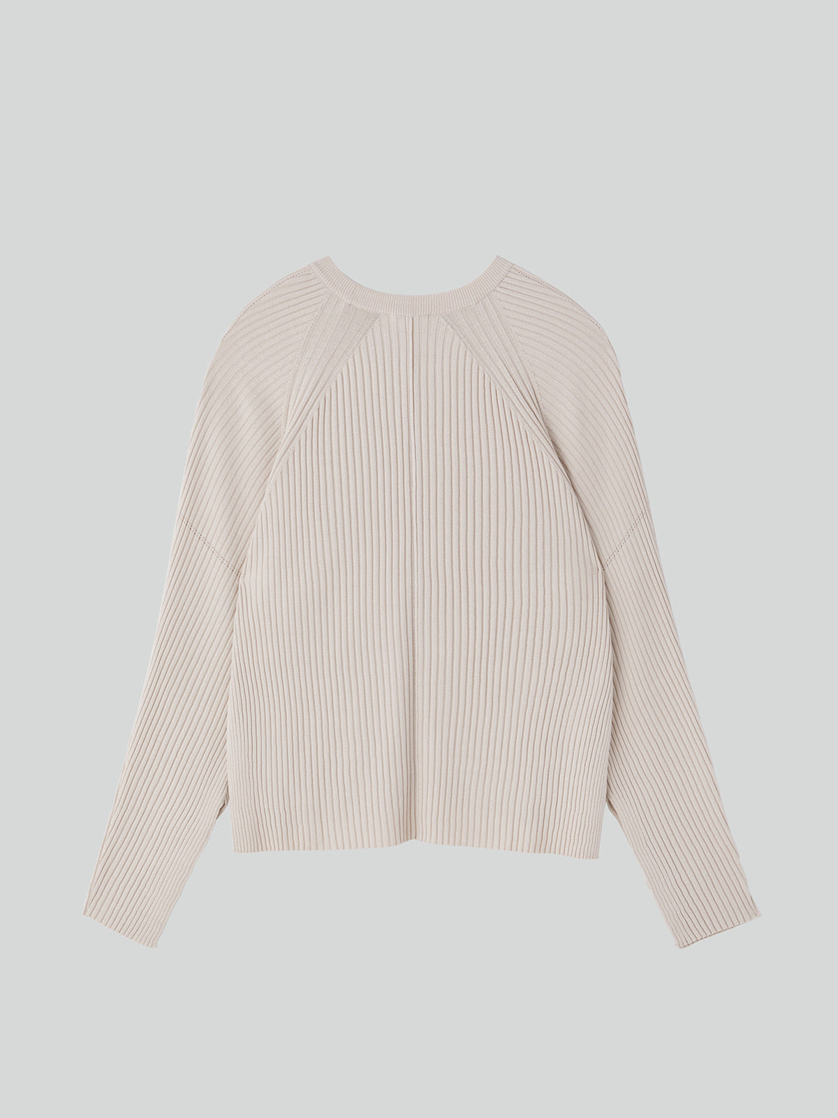 Recto - Slit-Cuffs Ribbed Knit Top (Light Beige) product image 2 | TRAB K-Fashion Australia
