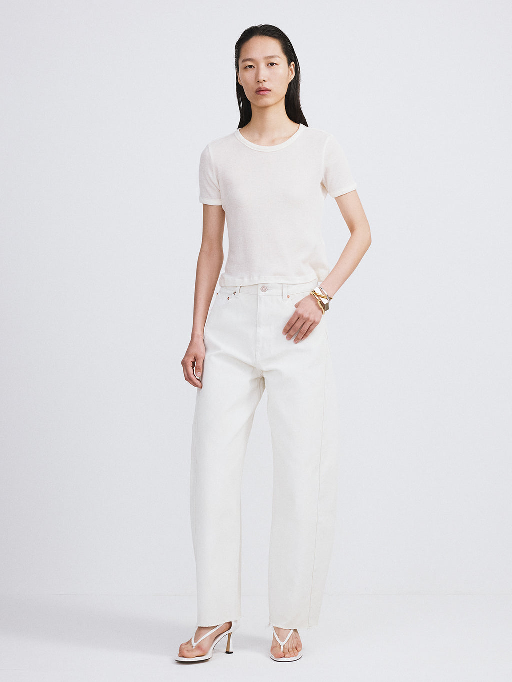 Recto - Cashmere Blend Fitted T-Shirt (Cream) product image 2 | TRAB K-Fashion Australia