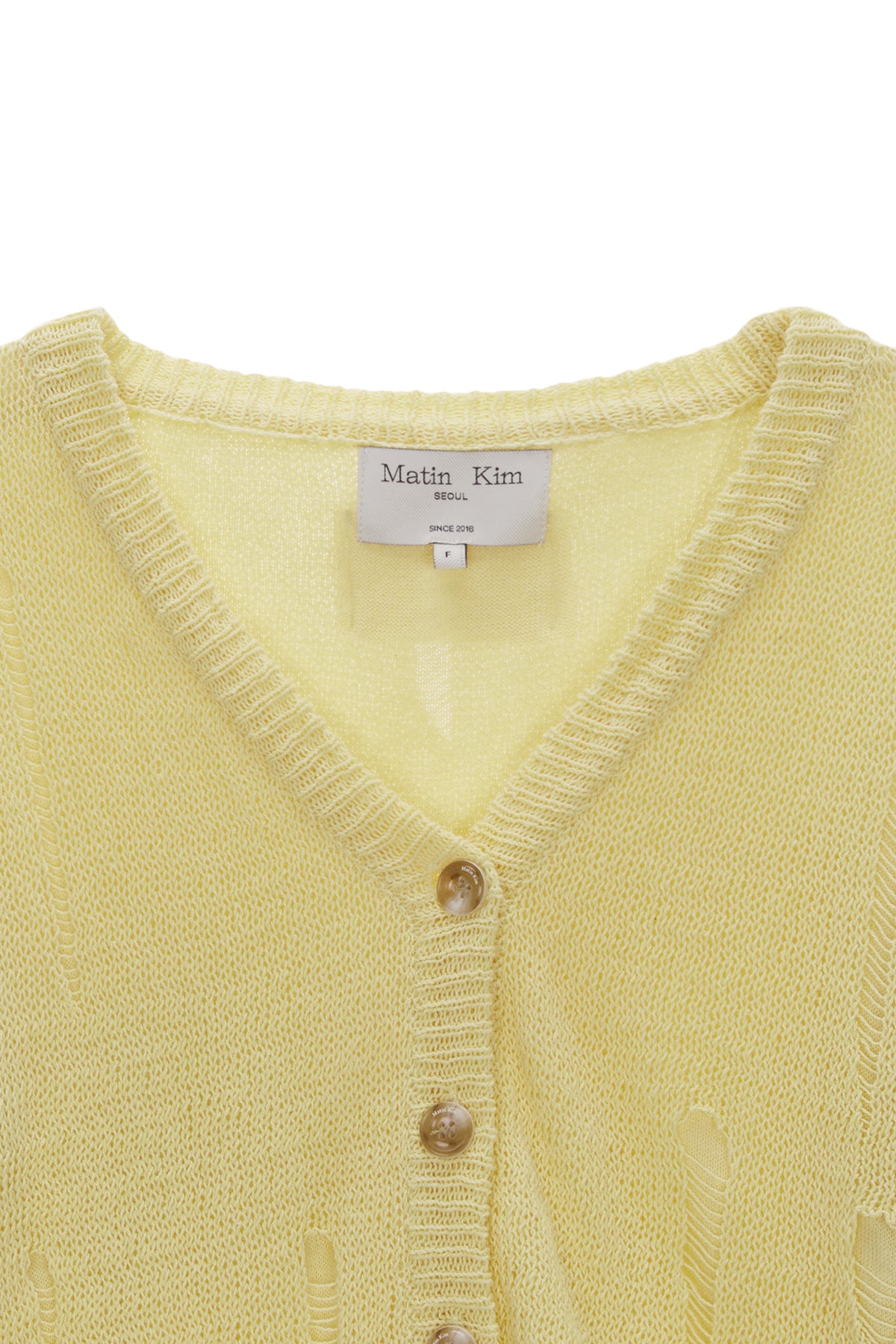 Matin Kim - Layered Damage Crop Cardigan (Light Yellow) product image 3 | TRAB K-Fashion Australia