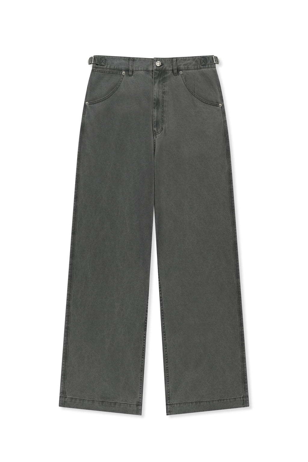 Matin Kim - Side Tab Washed Cotton Pants (Charcoal) product image 2 | TRAB K-Fashion Australia