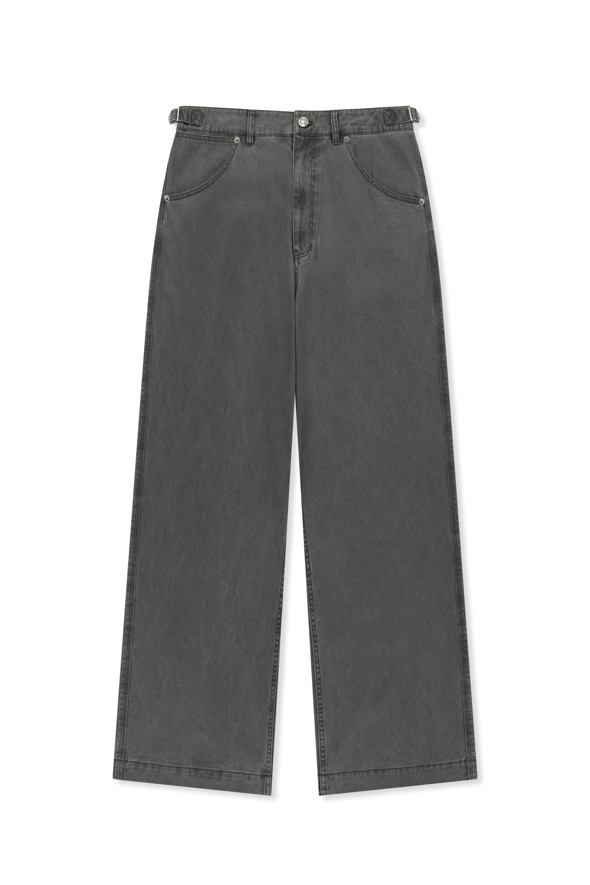 Matin Kim - Side Tab Washed Cotton Pants (Charcoal) product image 2 | TRAB K-Fashion Australia