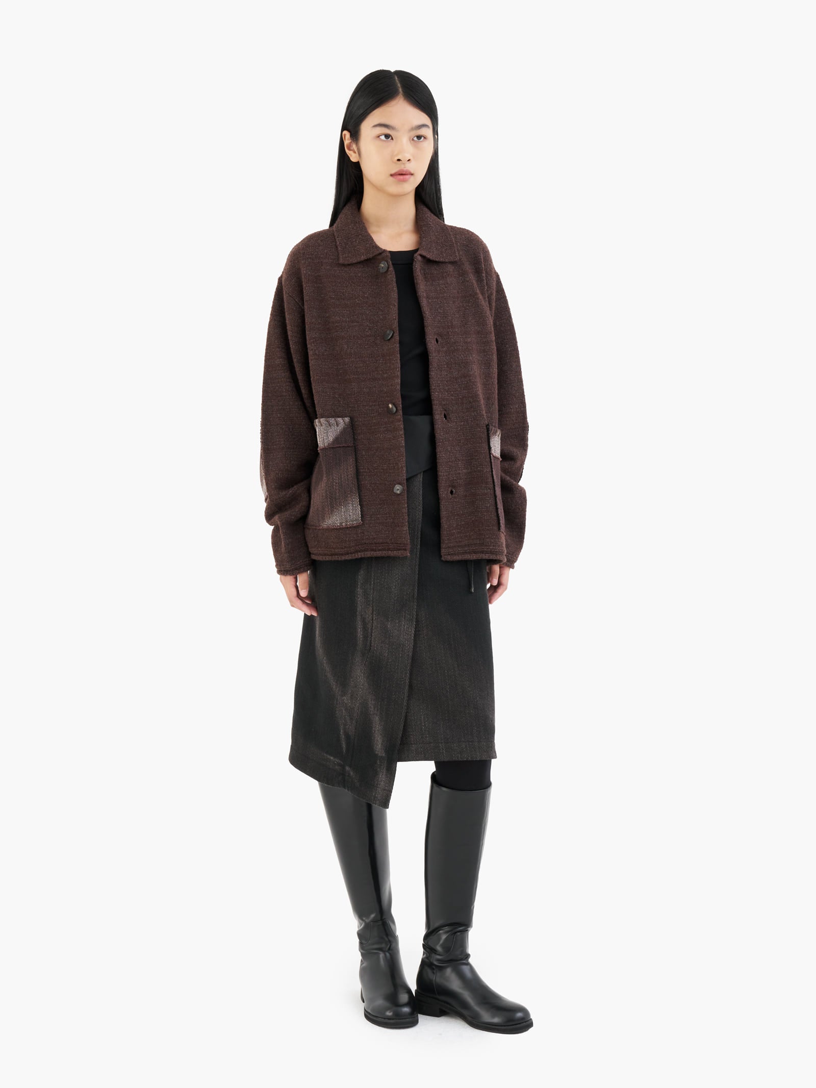 Jiyong Kim - Sun-Bleached Pocket Knit Cardigan (Brown) product image 4 | TRAB K-Fashion Australia