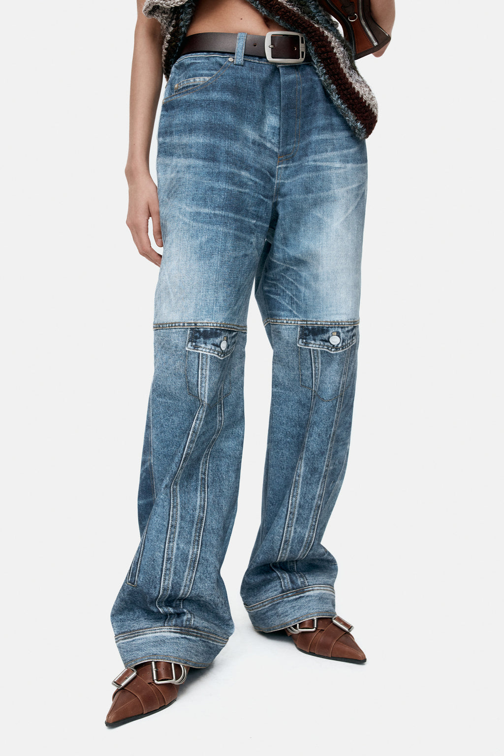 Andersson Bell - Unisex Custom-Like Printed Denim Pants (Mid Blue) product image 10 | TRAB K-Fashion Australia